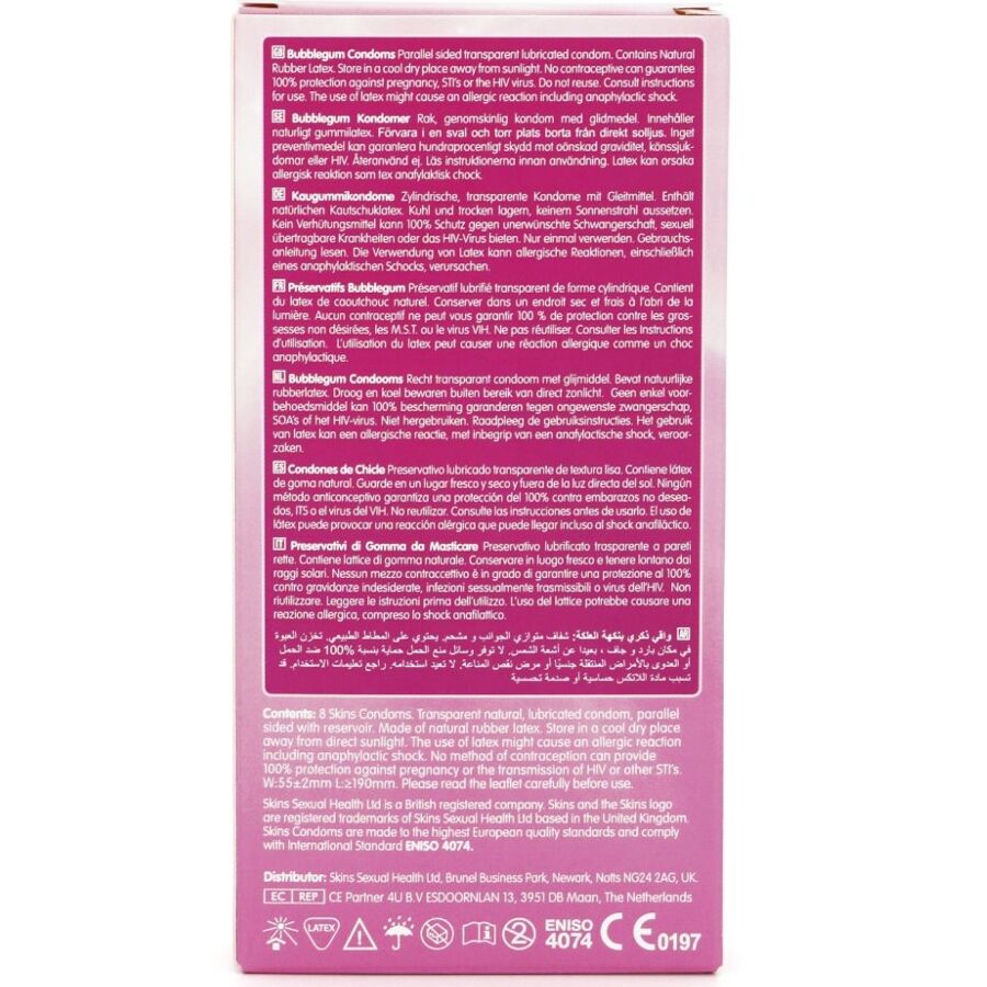 SKINS - BUBBLEGUM PREMIUM KONDOMSPAKKE 8