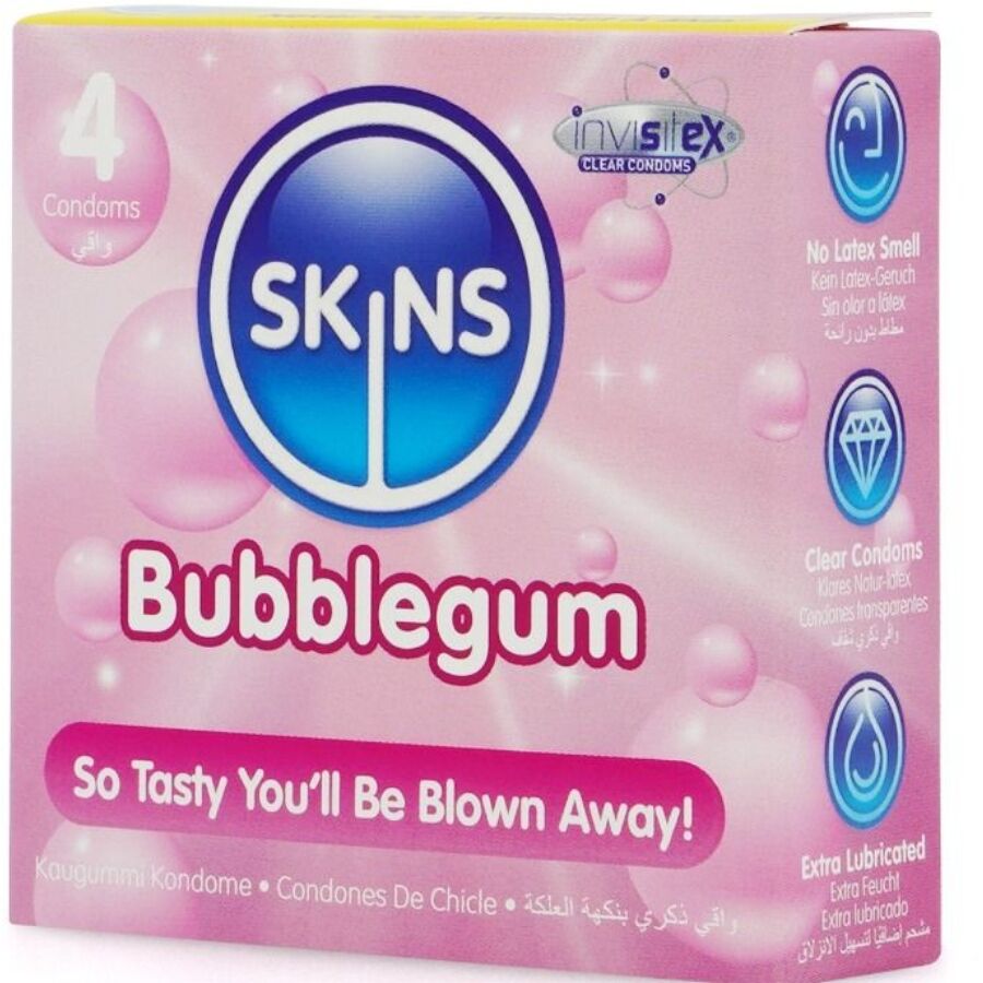 SKINS - BUBBLEGUM PREMIUM KONDOMER PAKKE 4