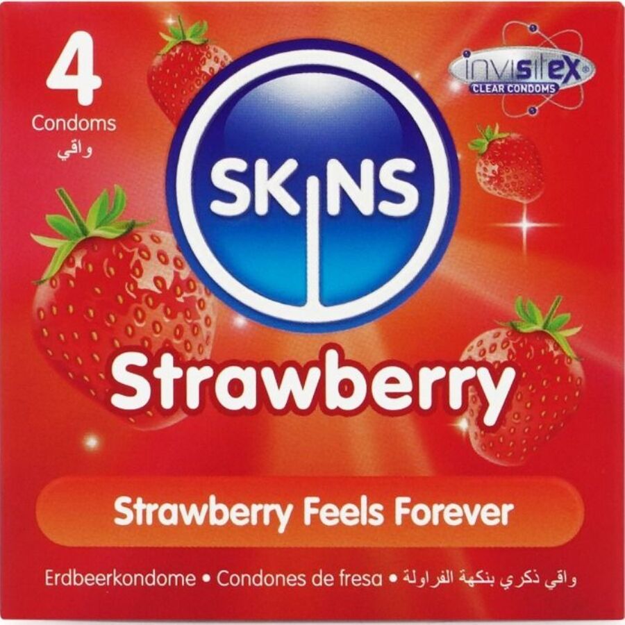 SKINS - JORDBÆR PREMIUM KONDOMER PAKKE 4