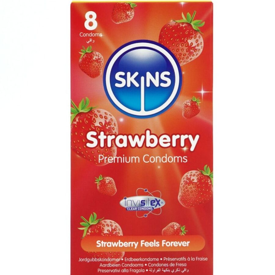 SKINS - JORDBÆR PREMIUM KONDOMER PAKKE 8