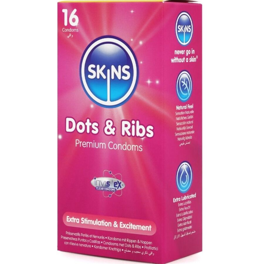 SKINS - DOTS & RIBS PREMIUM KONDOMER PAKKE 16