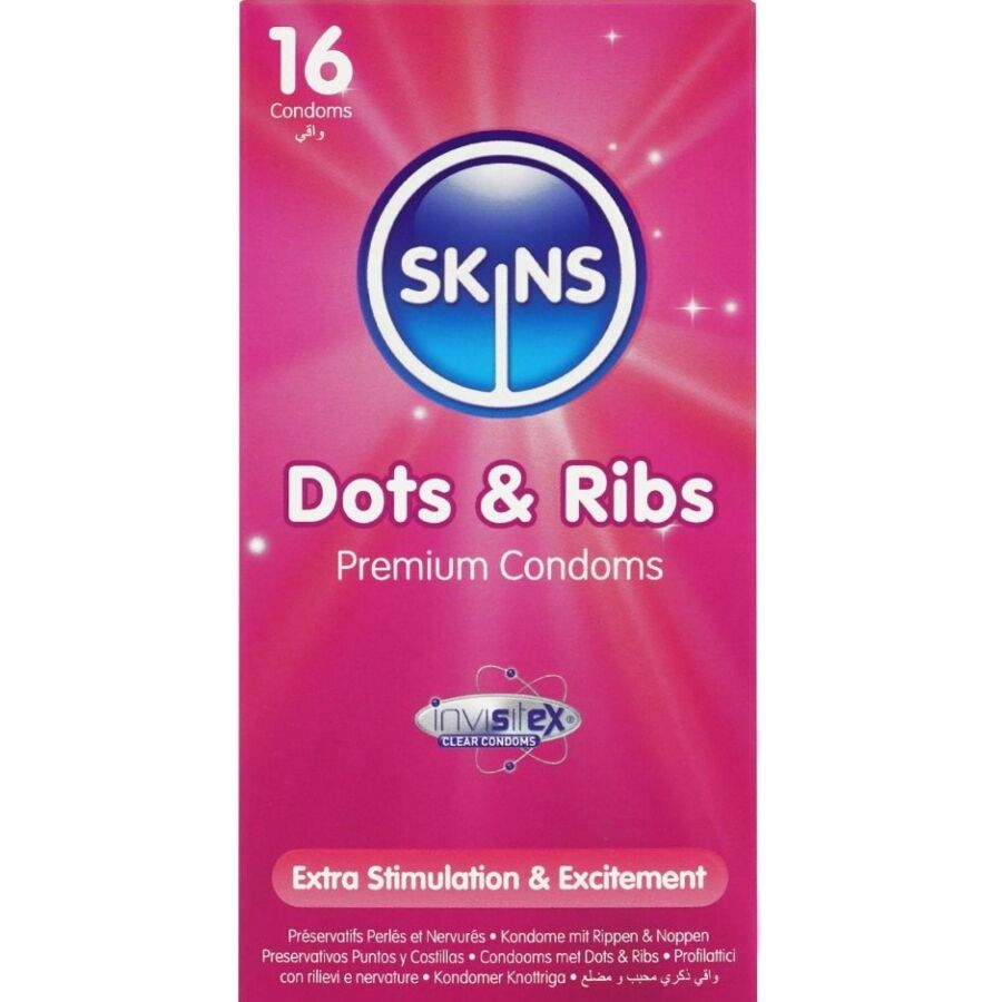 SKINS - DOTS & RIBS PREMIUM KONDOMER PAKKE 16
