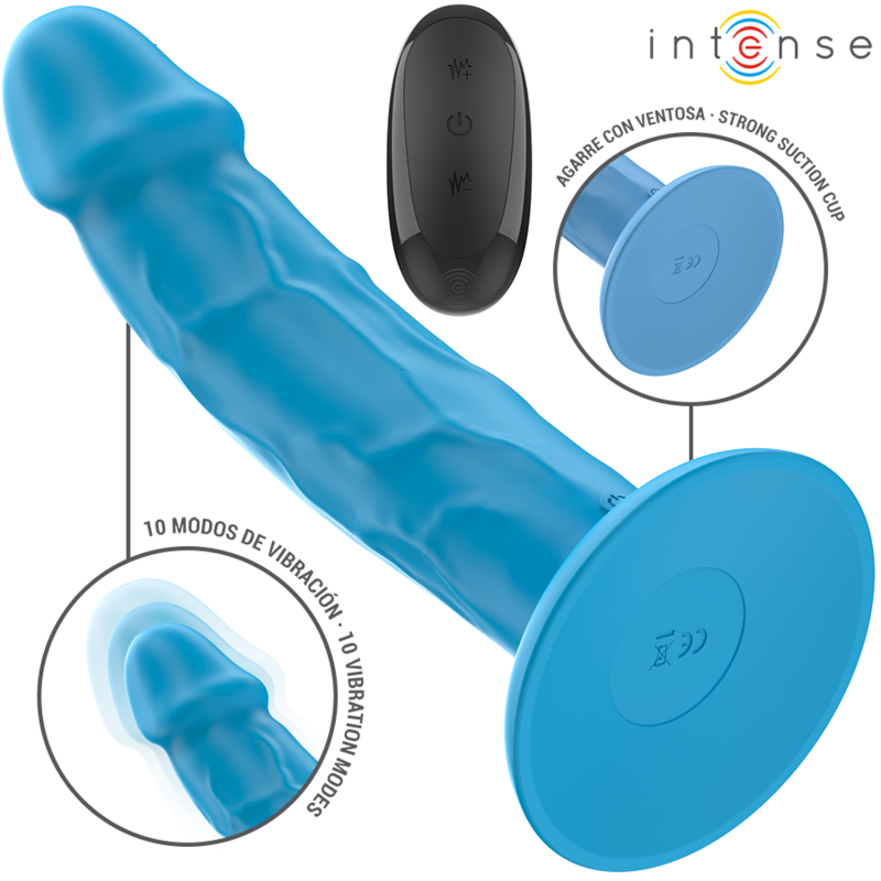 INTENSE - PHOEBE REALISTISK VIBRATOR 10 VIBRATIONER BLÅ FJERNBETJENING