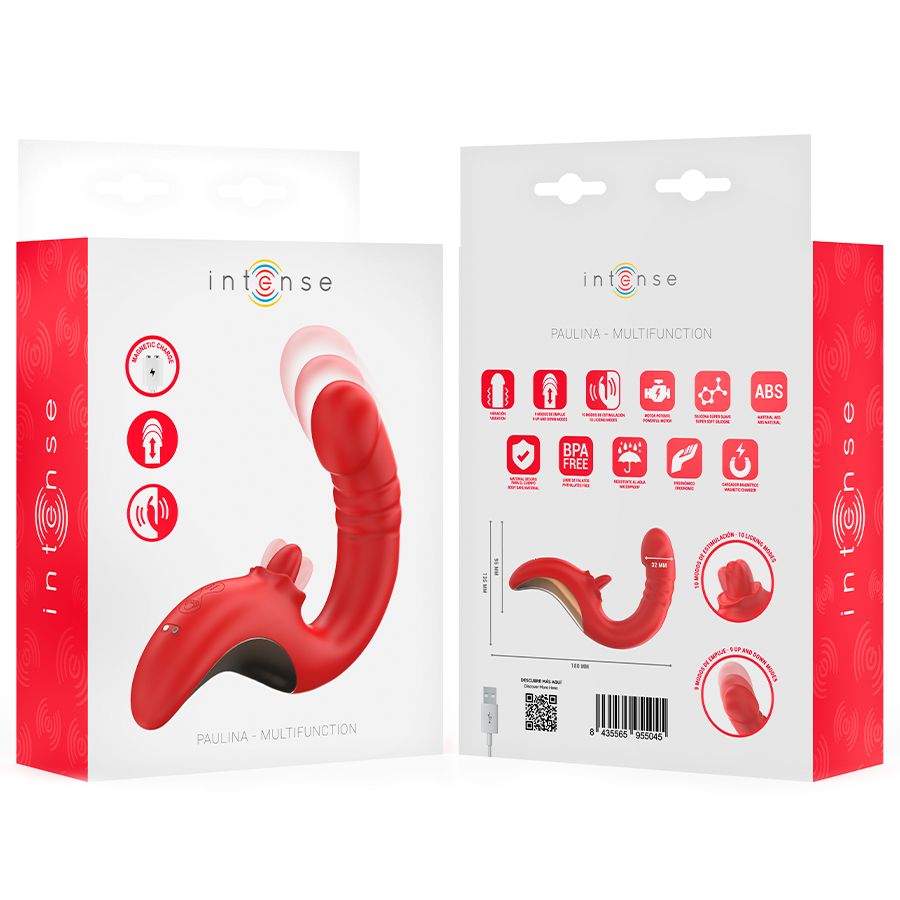 INTENS - PAULINA VIBRATOR OG STIMULATOR I U-FORM RØD