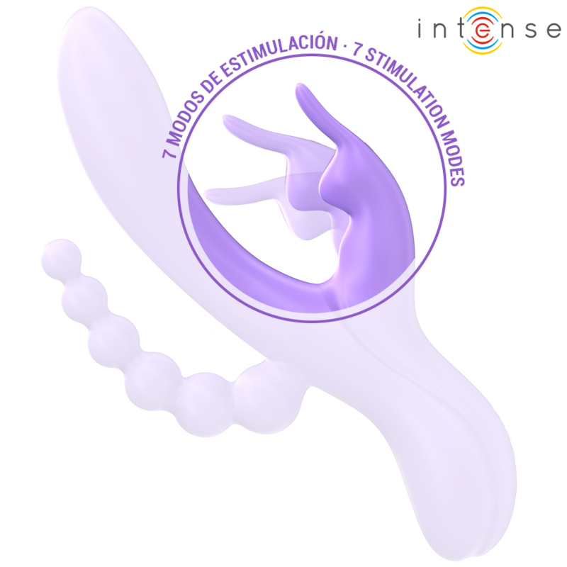 INTENSE - MIKO TRIPLE VIBRATOR KANIN & STIMULATOR & ANAL 7 VIBRATIONER LILLA