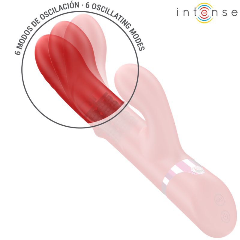 INTENS - LELE MULTIFUNKTIONSVIBRATOR ROTERENDE & OSCILLERENDE & STIMULERING RØD
