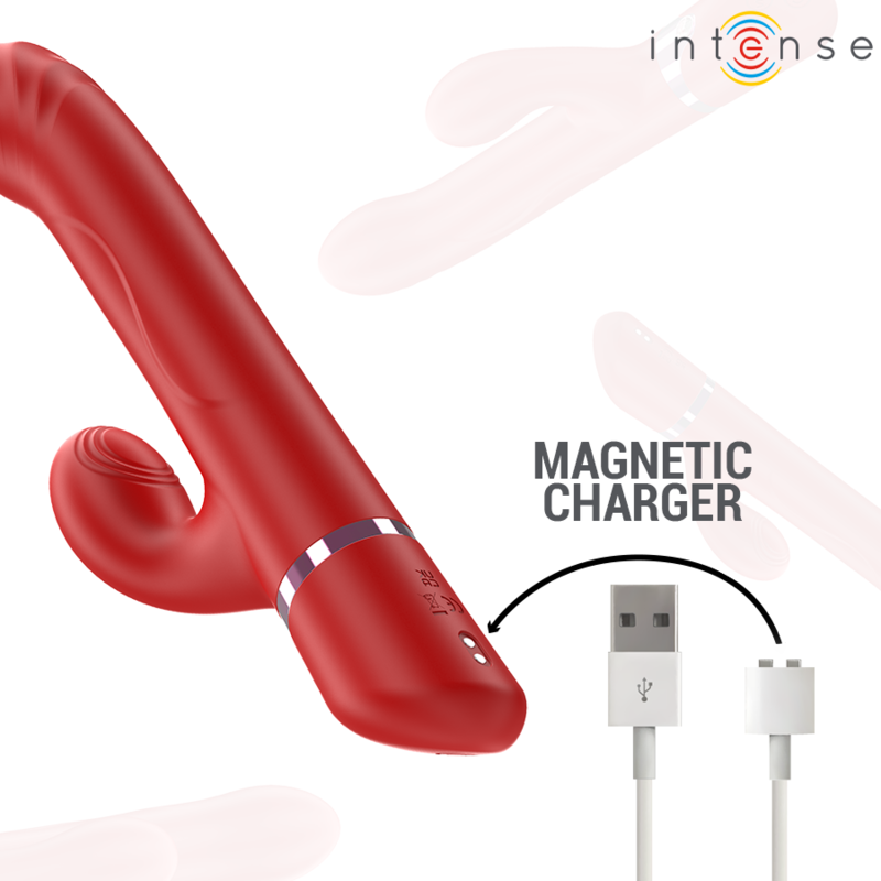INTENS - LELE MULTIFUNKTIONSVIBRATOR ROTERENDE & OSCILLERENDE & STIMULERING RØD