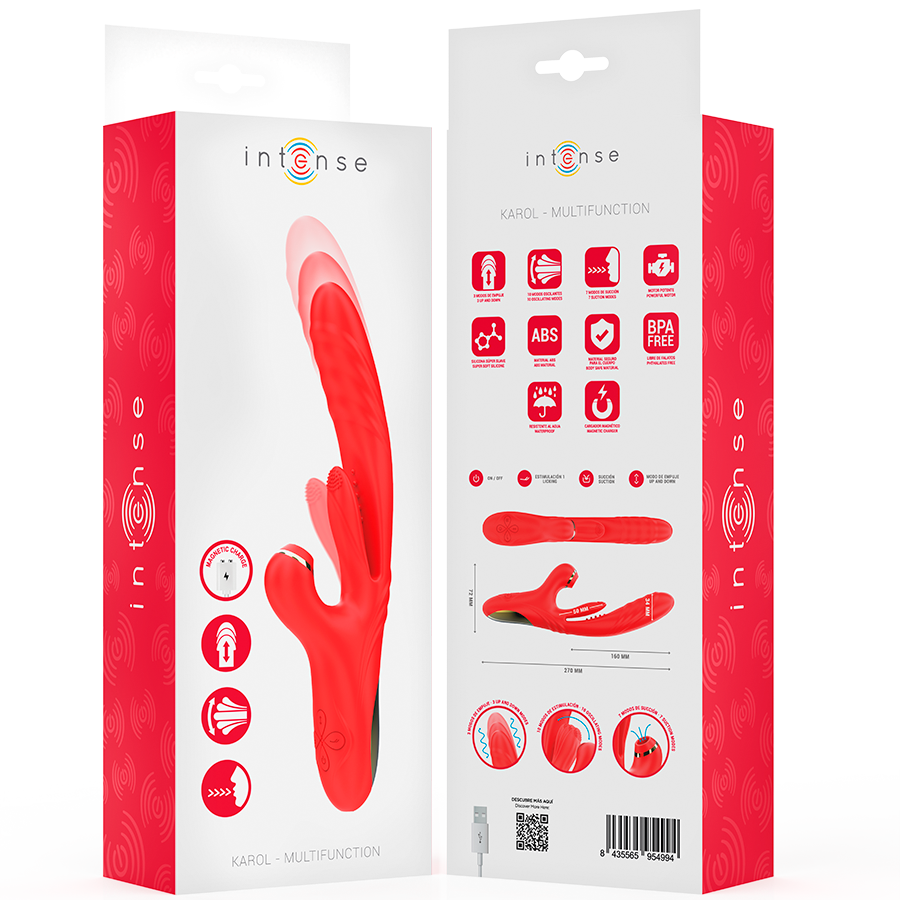 INTENS - KAROL MULTIFUNKTIONSVIBRATOR TRYK & STIMULERING & STIMULERINGSBØLGER RØD