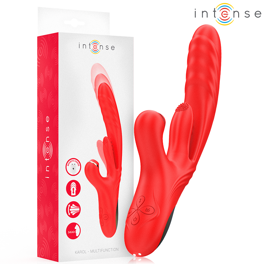 INTENS - KAROL MULTIFUNKTIONSVIBRATOR TRYK & STIMULERING & STIMULERINGSBØLGER RØD