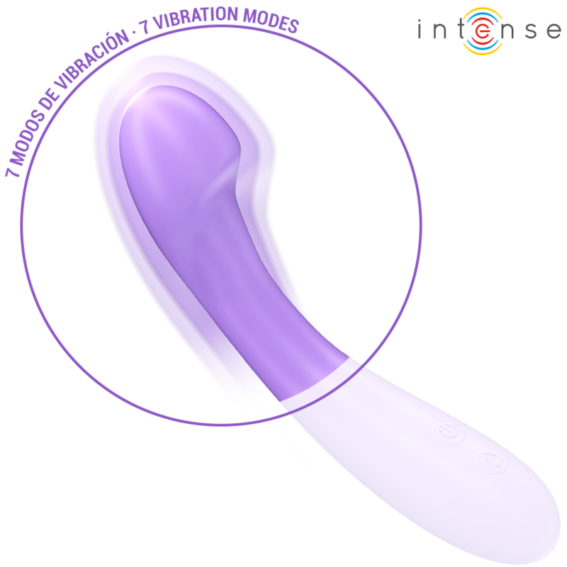 INTENSE - BECKY VIBRATOR 19 CM OPVARMET MED 7 VIBRATIONER, LILLA