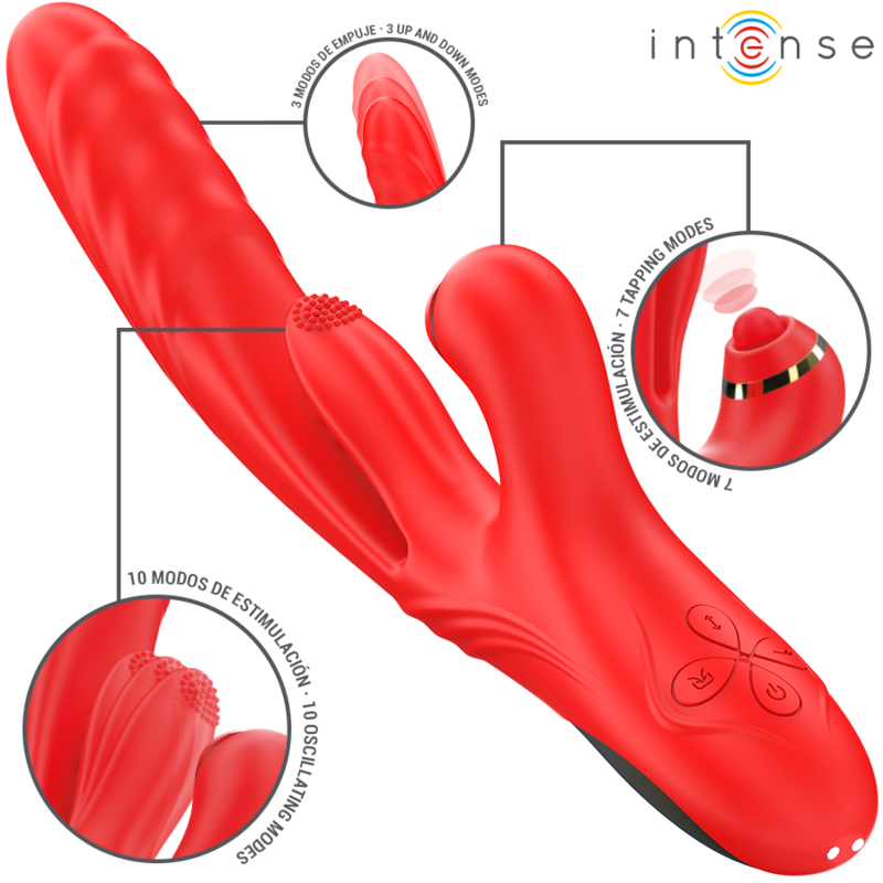 INTENSE - ROSALIA MULTIFUNKTIONSVIBRATOR 3 I 1 RØD
