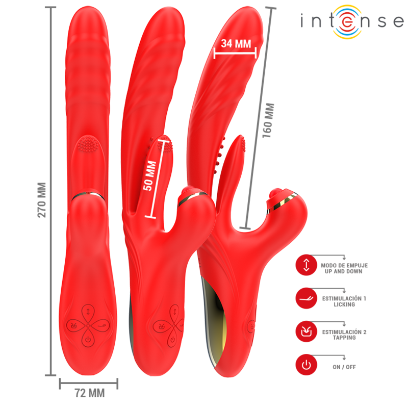 INTENSE - ROSALIA MULTIFUNKTIONSVIBRATOR 3 I 1 RØD