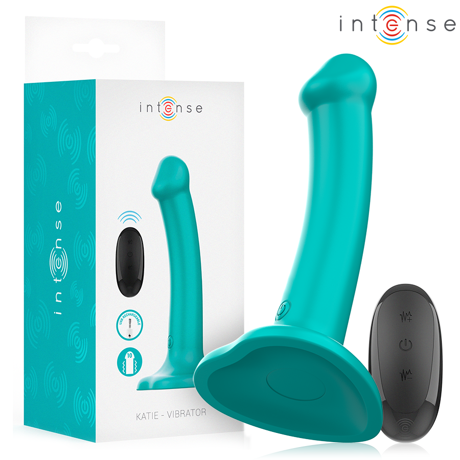 INTENSE - KATIE VIBRATOR MED SUGEKOP 10 VIBRATIONER BLÅ FJERNBETJENING