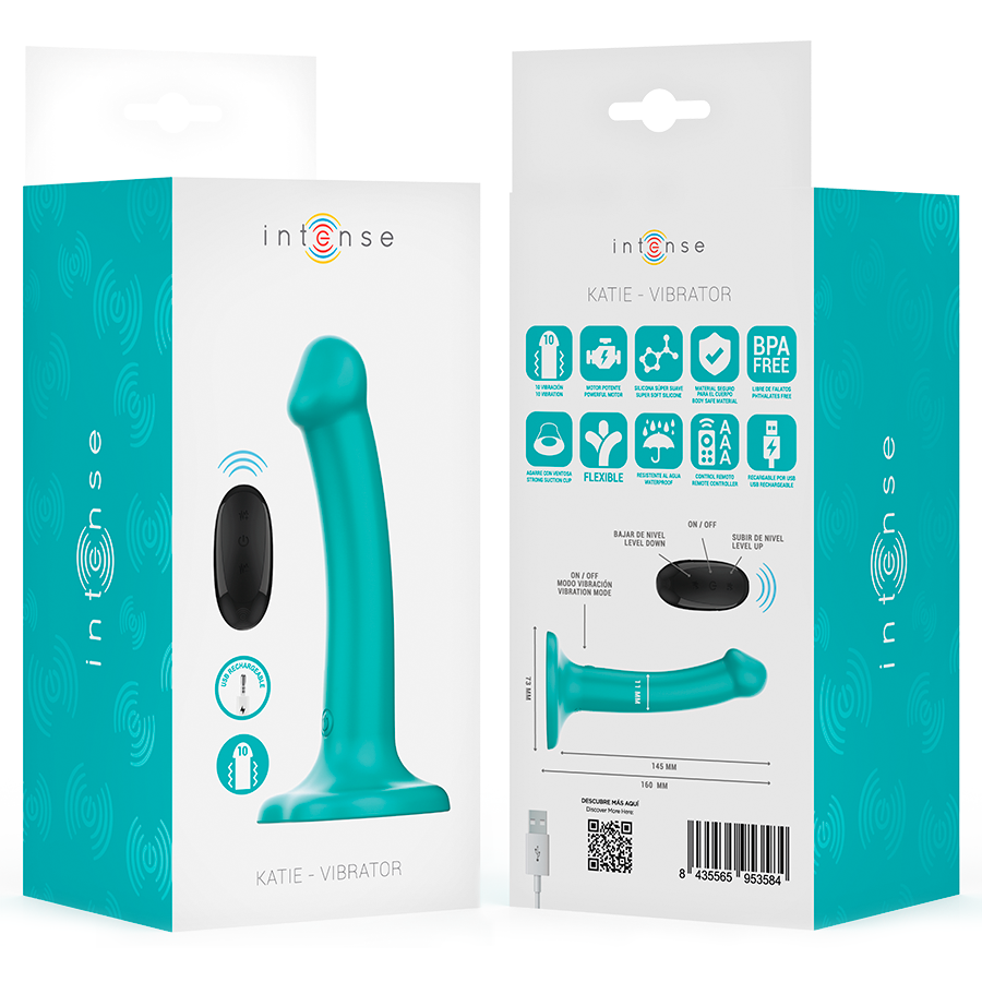 INTENSE - KATIE VIBRATOR MED SUGEKOP 10 VIBRATIONER BLÅ FJERNBETJENING