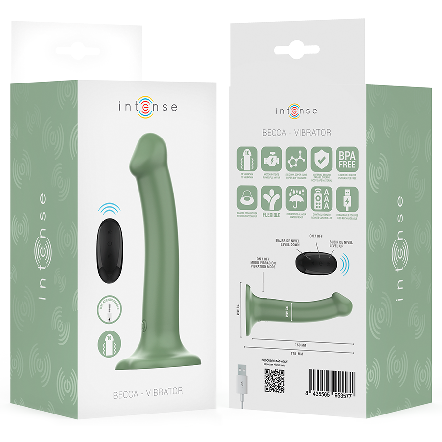 INTENSE - BECCA VIBRATOR MED SUGEKOP 10 VIBRATIONER GRØN FJERNBETJENING