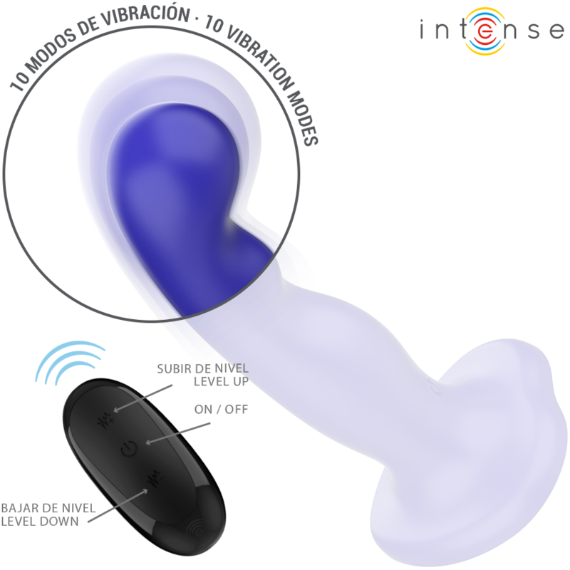 INTENS - KORT VIBRATOR MED SUGEKOP BLÅ FJERNBETJENING