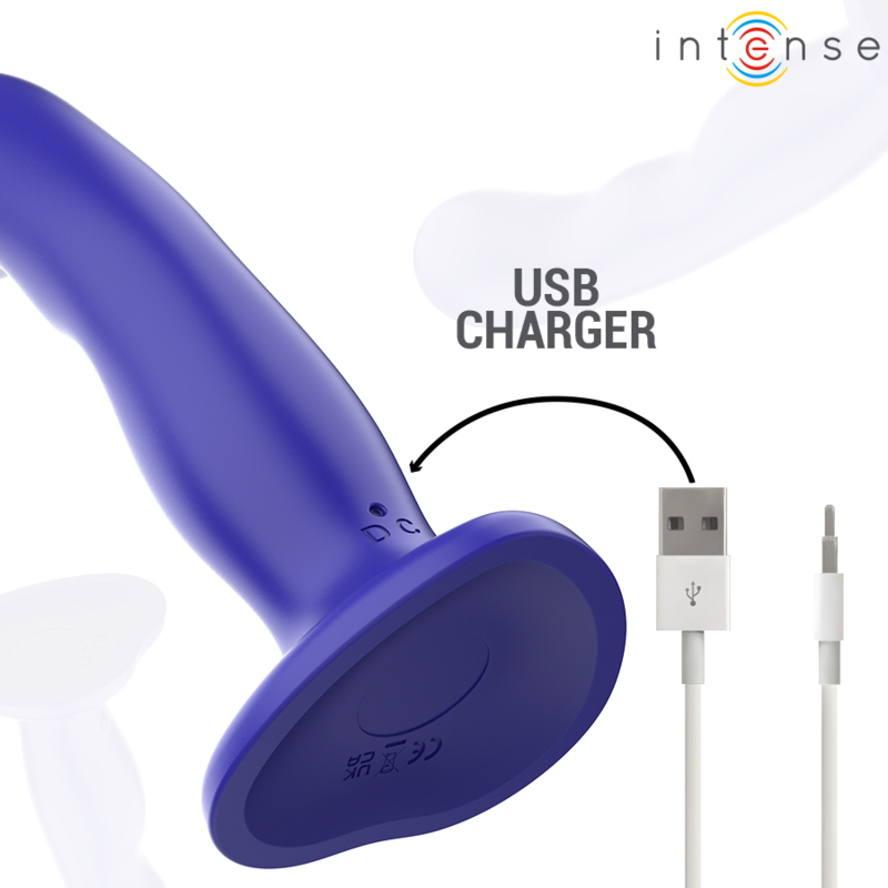 INTENS - KORT VIBRATOR MED SUGEKOP BLÅ FJERNBETJENING