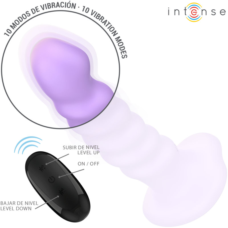 INTENS - BRENDA VIBRATOR STØRRELSE M SPIRALDESIGN 10 VIBRATIONER LILLA FJERNBETJENING