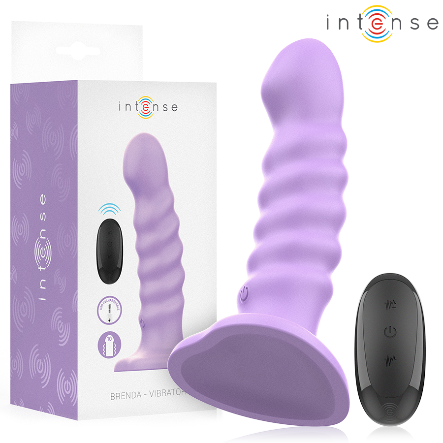 INTENS - BRENDA VIBRATOR STØRRELSE M SPIRALDESIGN 10 VIBRATIONER LILLA FJERNBETJENING