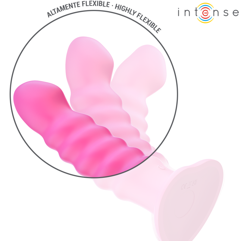 INTENS - CINDY VIBRATOR STØRRELSE L SPIRALDESIGN 10 VIBRATIONER LYSERØD FJERNBETJENING