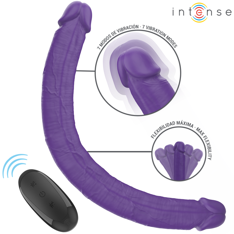 INTENSE - GUNTER DILDO DOBBELTVIBRATOR 40 CM LILLA FJERNBETJENING
