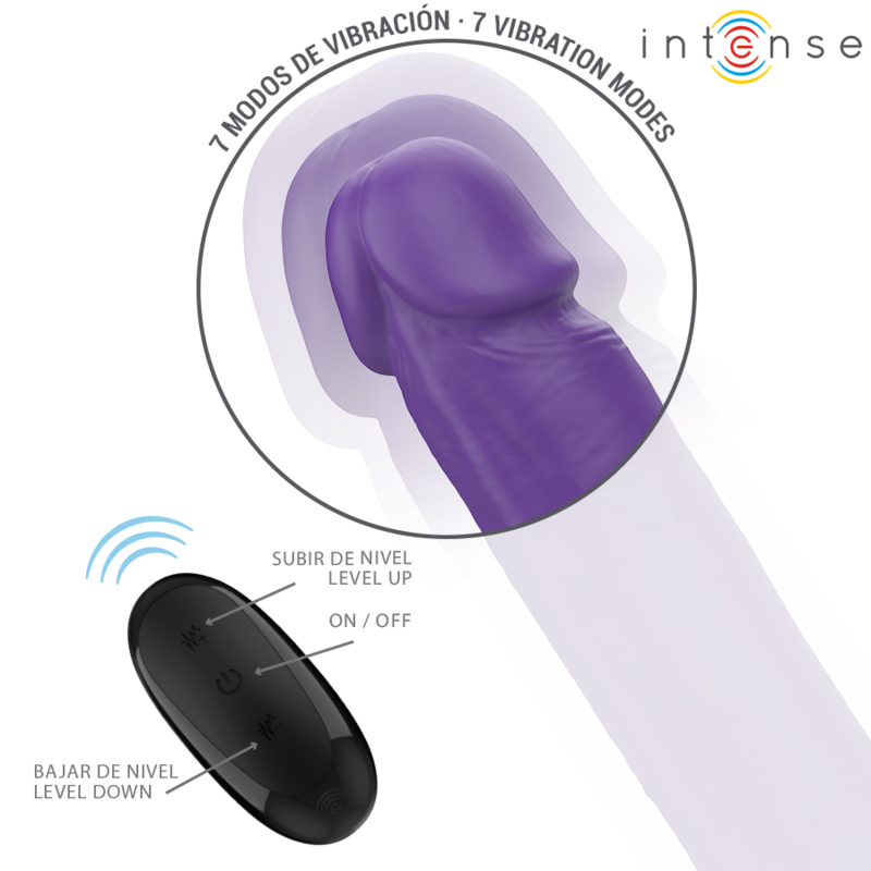 INTENSE - GUNTER DILDO DOBBELTVIBRATOR 40 CM LILLA FJERNBETJENING