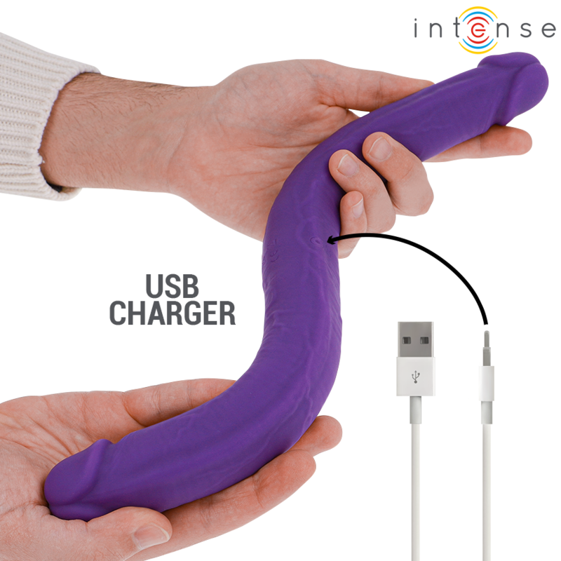 INTENSE - GUNTER DILDO DOBBELTVIBRATOR 40 CM LILLA FJERNBETJENING