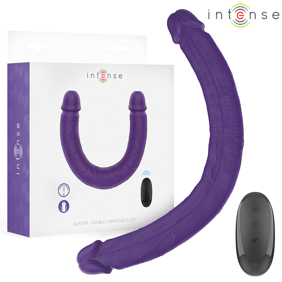 INTENSE - GUNTER DILDO DOBBELTVIBRATOR 40 CM LILLA FJERNBETJENING