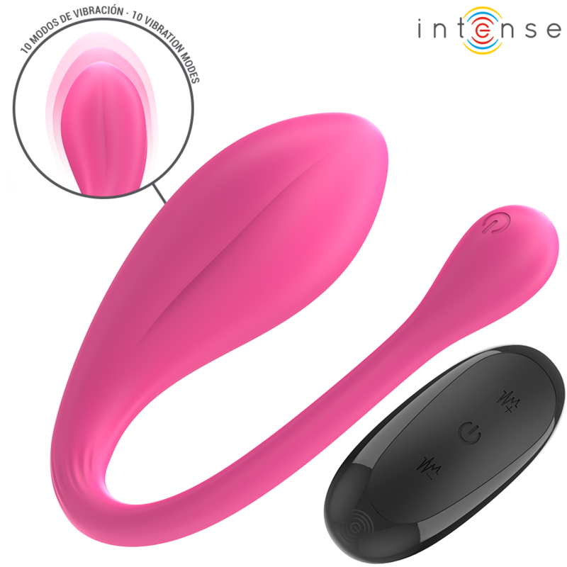 INTENSE - JANICE U VIBRATOR DOBBELT STIMULATION 10 VIBRATIONER LYSERØD FJERNBETJENING