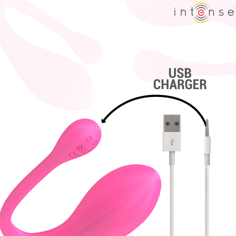 INTENSE - JANICE U VIBRATOR DOBBELT STIMULATION 10 VIBRATIONER LYSERØD FJERNBETJENING
