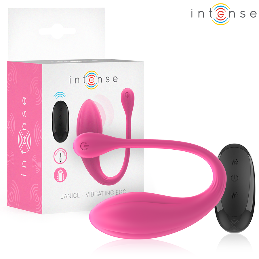 INTENSE - JANICE U VIBRATOR DOBBELT STIMULATION 10 VIBRATIONER LYSERØD FJERNBETJENING