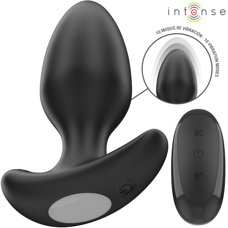 INTENSE - JOEY ANALPLUG 10 VIBRATIONER SORT FJERNBETJENING