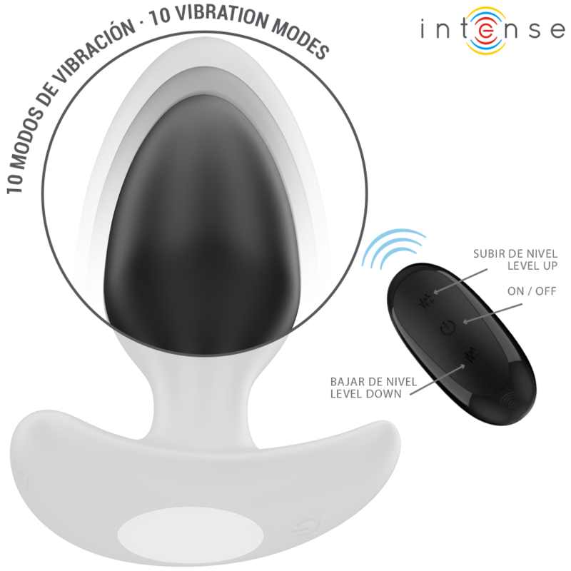 INTENSE - JOEY ANALPLUG 10 VIBRATIONER SORT FJERNBETJENING