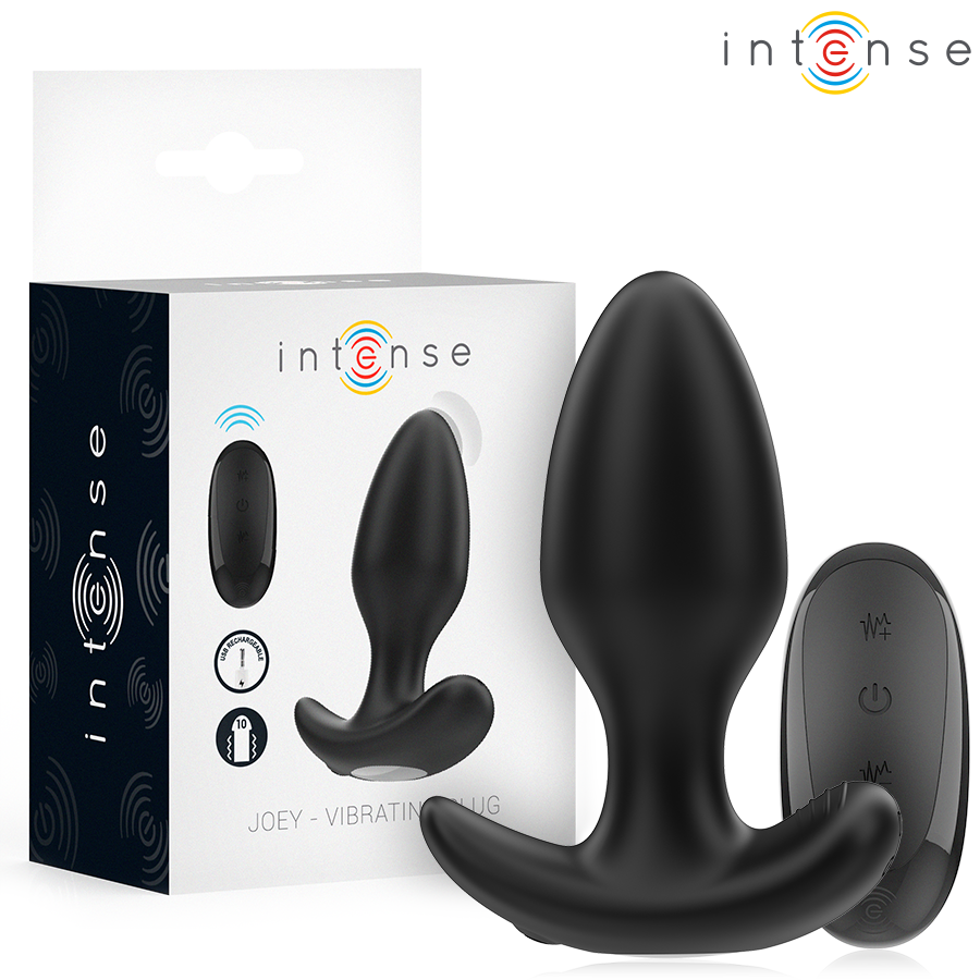 INTENSE - JOEY ANALPLUG 10 VIBRATIONER SORT FJERNBETJENING