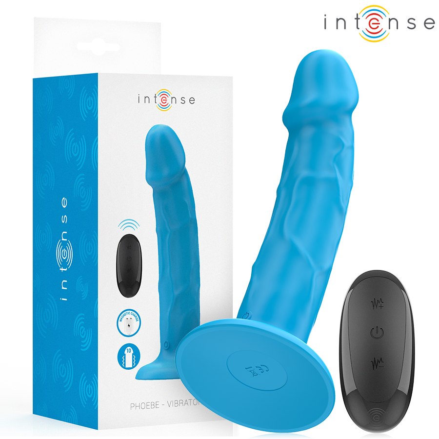 INTENSE - PHOEBE REALISTISK VIBRATOR 10 VIBRATIONER BLÅ FJERNBETJENING