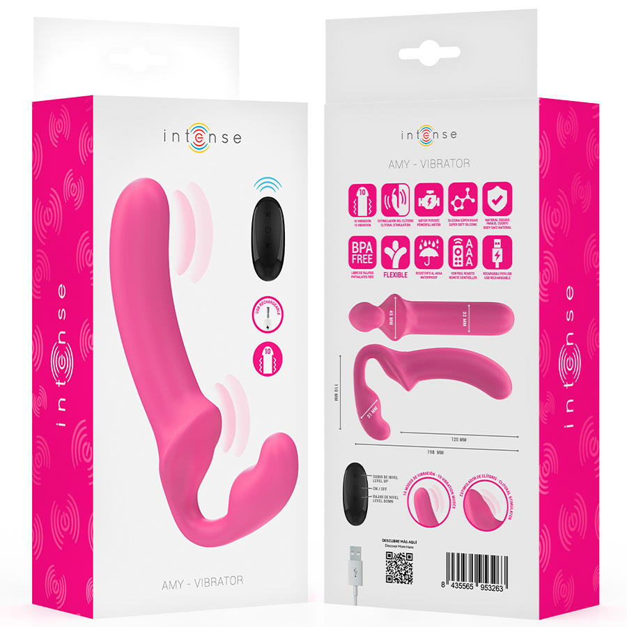 INTENSE - AMY DOBBELTVIBRATOR 20 CM LYSERØD FJERNBETJENING