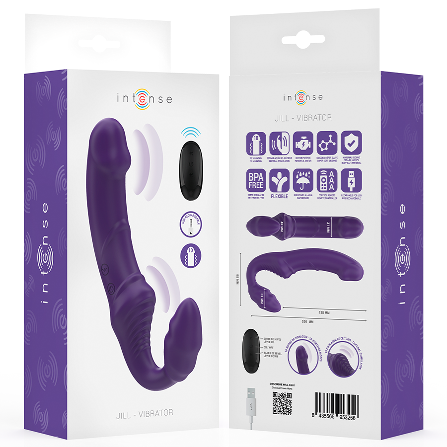 INTENSE - JILL DOBBELTVIBRATOR 20 CM LILLA FJERNBETJENING