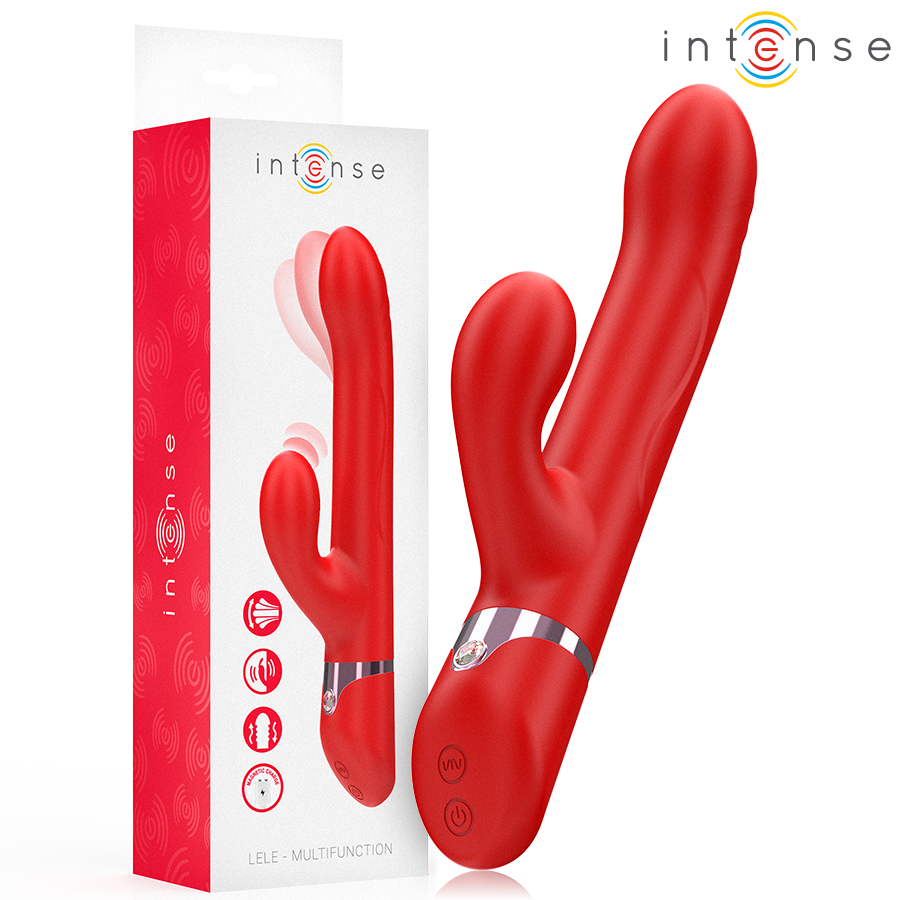 INTENS - LELE MULTIFUNKTIONSVIBRATOR ROTERENDE & OSCILLERENDE & STIMULERING RØD