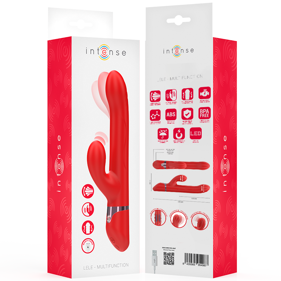 INTENS - LELE MULTIFUNKTIONSVIBRATOR ROTERENDE & OSCILLERENDE & STIMULERING RØD
