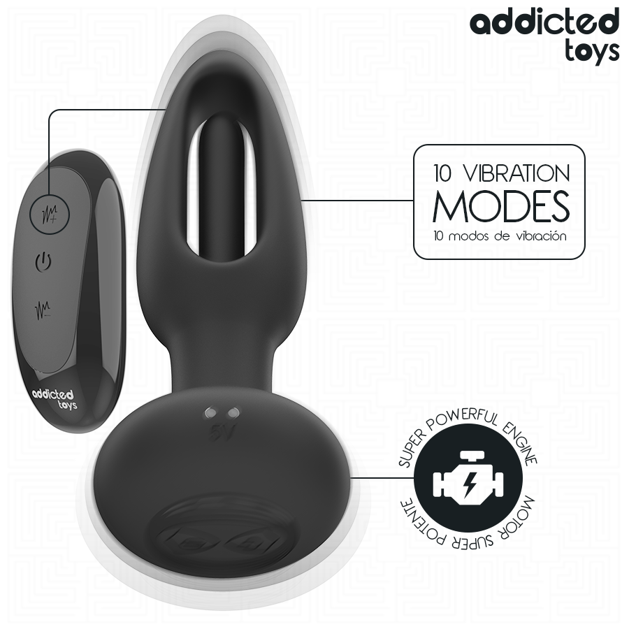 ADDICTED TOYS - ANALPLUG MED VIBRERENDE TUNGE OG FJERNBETJENING