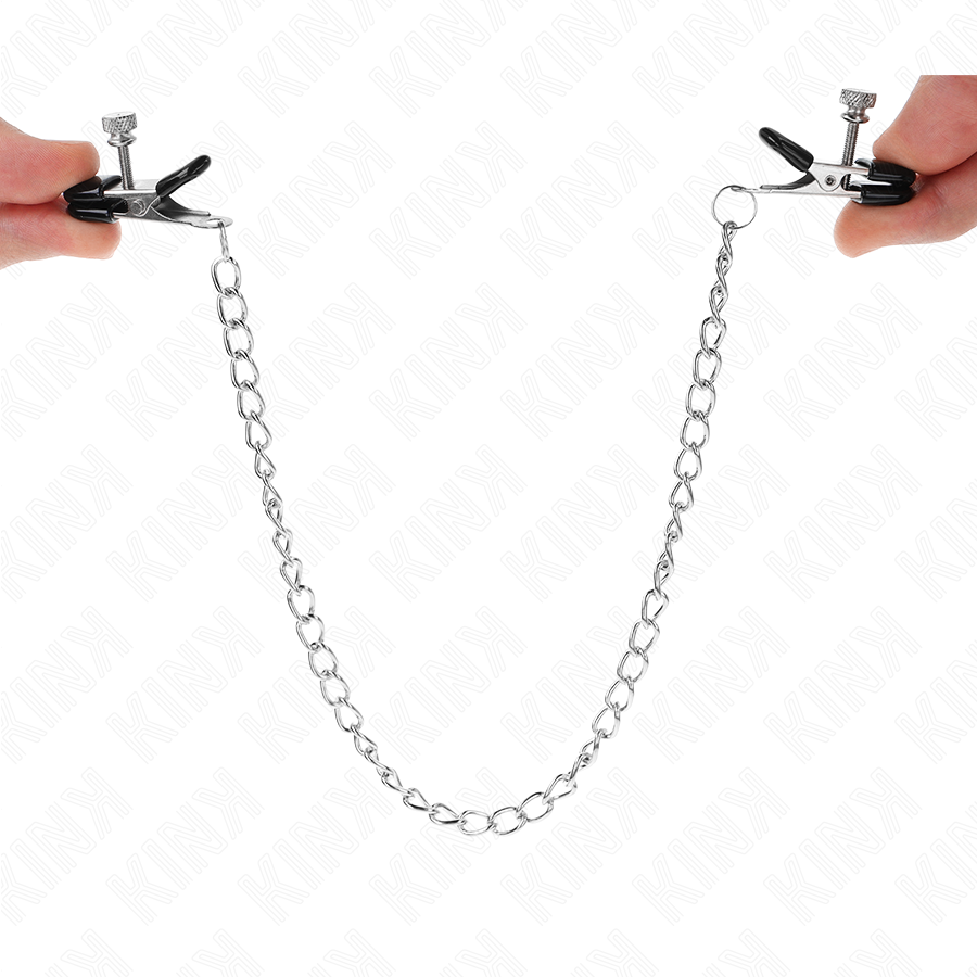 KINK - FLAD KÆDE NIPPELKLEMMER SØLV 34 CM