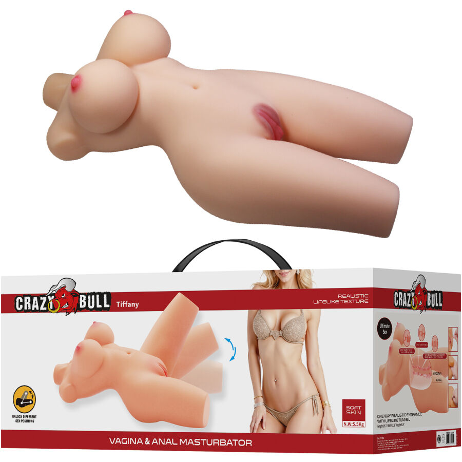 CRAZY BULL - TIFFANY REALISTISK KVINDELIG TORSO MED VAGINA OG ANAL 5,5 KG