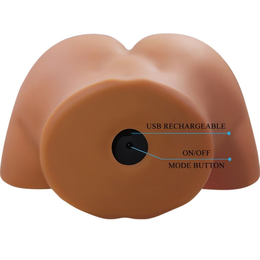 CRAZY BULL - GERIANN REALISTISK KVINDELIG RØVVIBRATOR OG SUCKER MED LYD 5,5 KG
