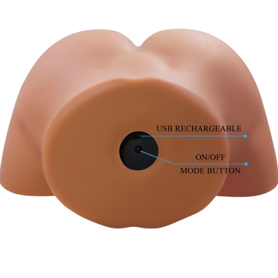CRAZY BULL - ILANA REALISTISK KVINDELIG RØVVIBRATOR OG SUCKER MED LYD 6,8 KG