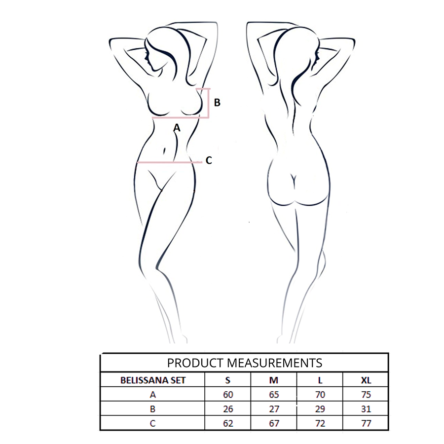 PASSION - BELISSANA BH + THROSSE SÆT BURGUNDY L/XL