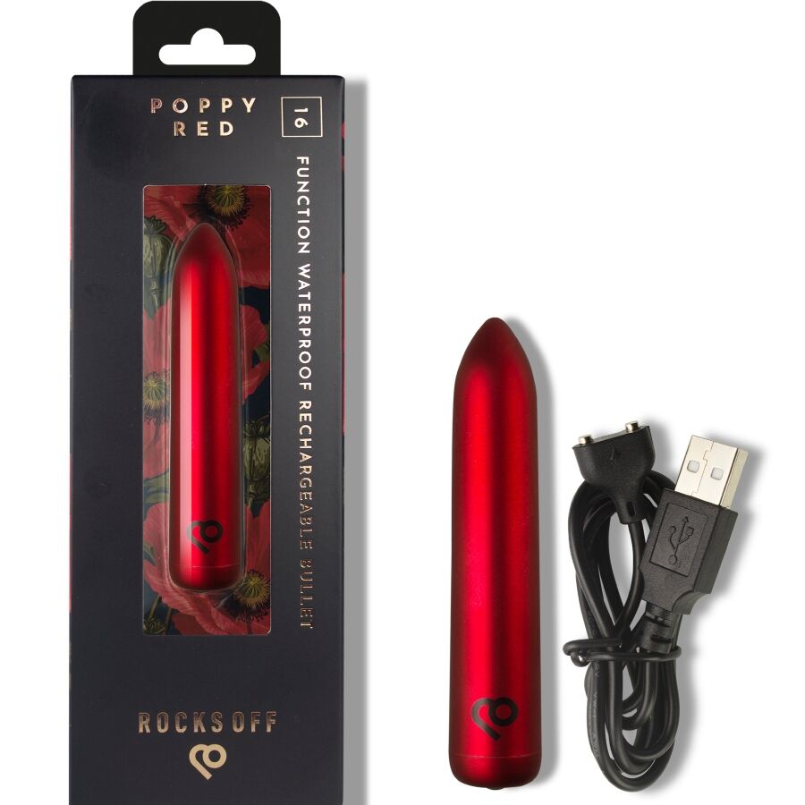 ROCKS-OFF - GENOPLADELIG VIBRERENDE KUGLEPULVER POPPY RED