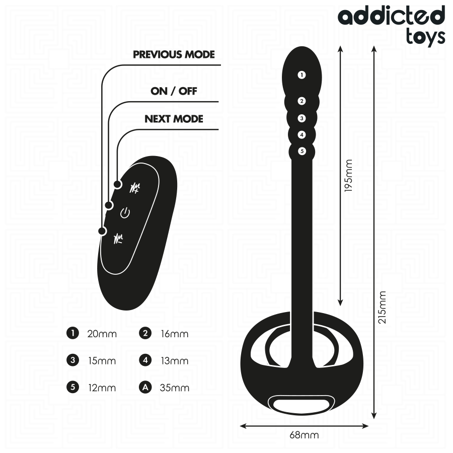 ADDICTED TOYS - P-SPOT VIBRERENDE PIKRING FJERNBETJENING