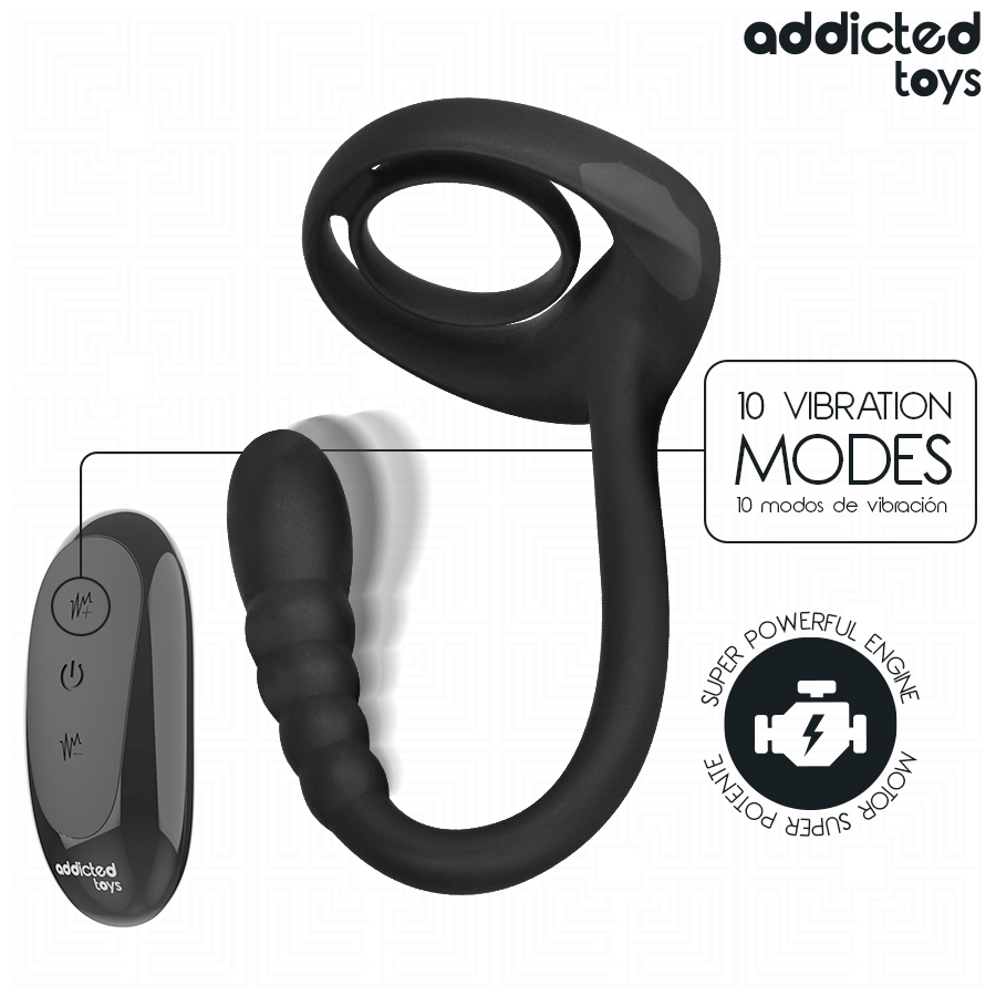 ADDICTED TOYS - P-SPOT VIBRERENDE PIKRING FJERNBETJENING