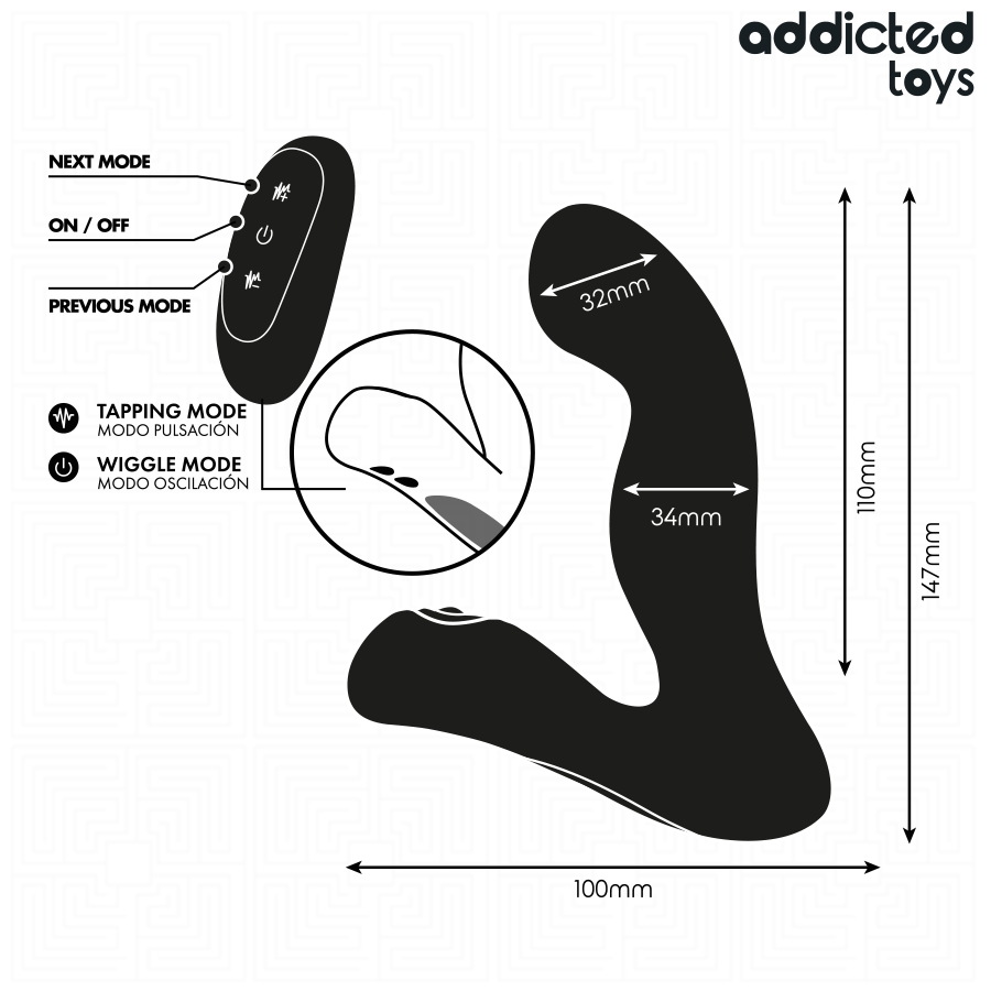 ADDICTED TOYS - OSCILLERENDE PROSTATAMASSAGEAPPARAT MED PULSATIONSTILSTAND FJERNBETJENING