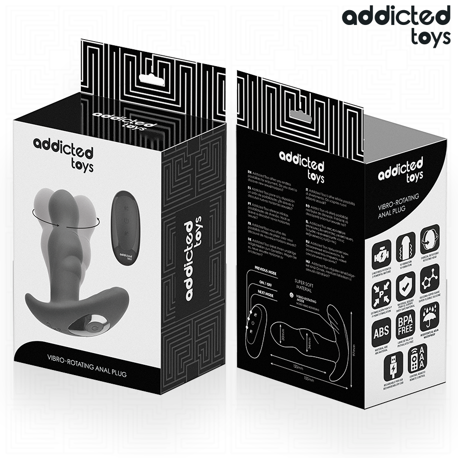 ADDICTED TOYS - ROTERENDE VIBRERENDE ANALPLUG FJERNBETJENING